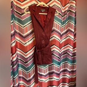 New! Burgundy Belted Faux Suede Dress